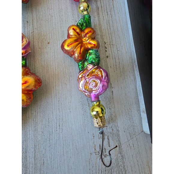 Radko lei land flower Garland glitter tropical Hawaiian glass Xmas vintage hibis - Picture 2 of 15